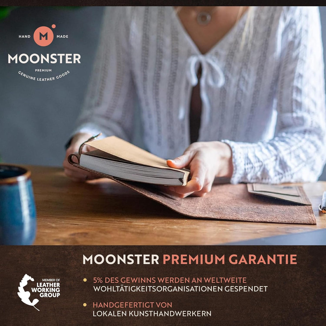 moonster Ledernotizbuch A5 Nachfüllbar – Notizbuch A5 Leder Damen mit Eingeprägtem Bibelvers Psalm 4