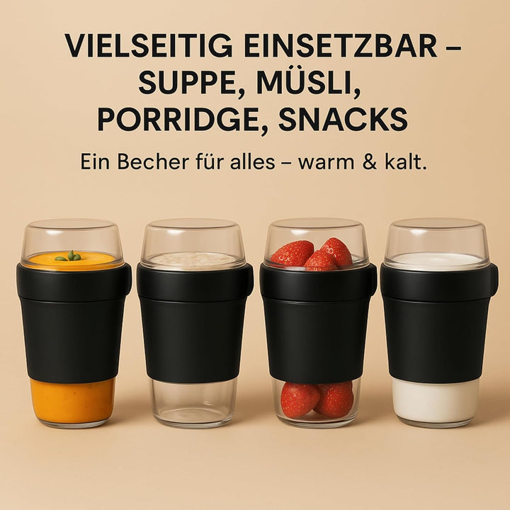 Lunchpot 1150 ml Midnight Edition – 3 auslaufsichere Fächer (200/350/600 ml) – mikrowellen‑ & tiefkü