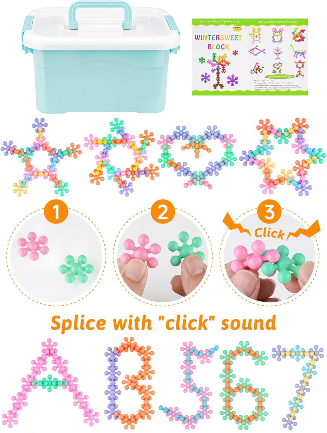 600PCS Interlocking Snowflake Building Block Toy (Macaron Colors) 600PCS Macaron-farben, 600PCS Maca