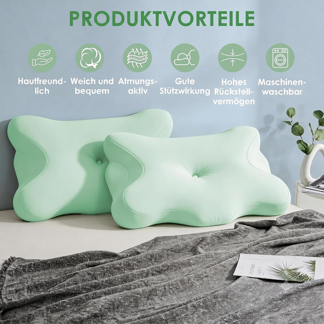 2 Stück Nackenkissen Bezug mit Reissverschluss – 80% Polyester /20% Elasthan | Atmungsaktiv und Haut