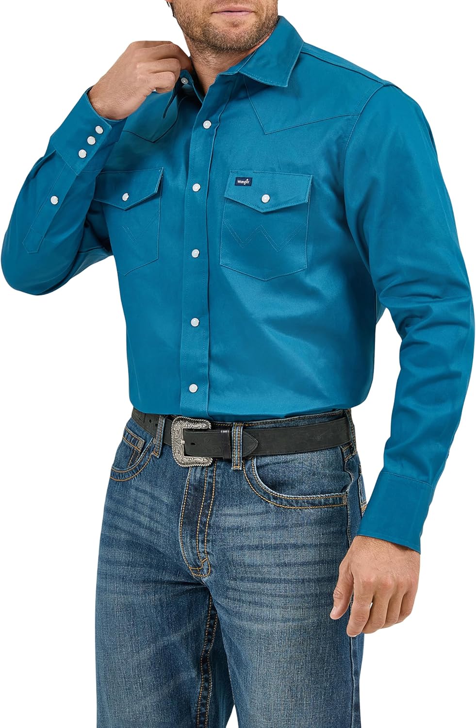 Wrangler Herren Ms71319 Arbeitshemd L Indigo, L Indigo