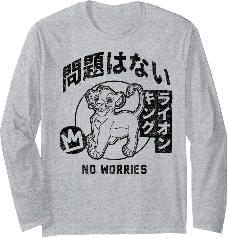 Disney The Lion King Simba Hakuna Matata No Worries Kanji Langarmshirt