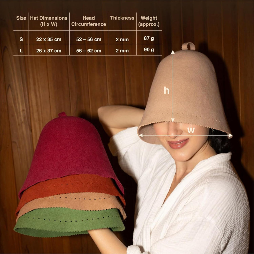 Saunamütze aus 100% Merinowolle – Nahtlos & formstabil – Schutz vor Überhitzung in der Sauna – 2 Grö