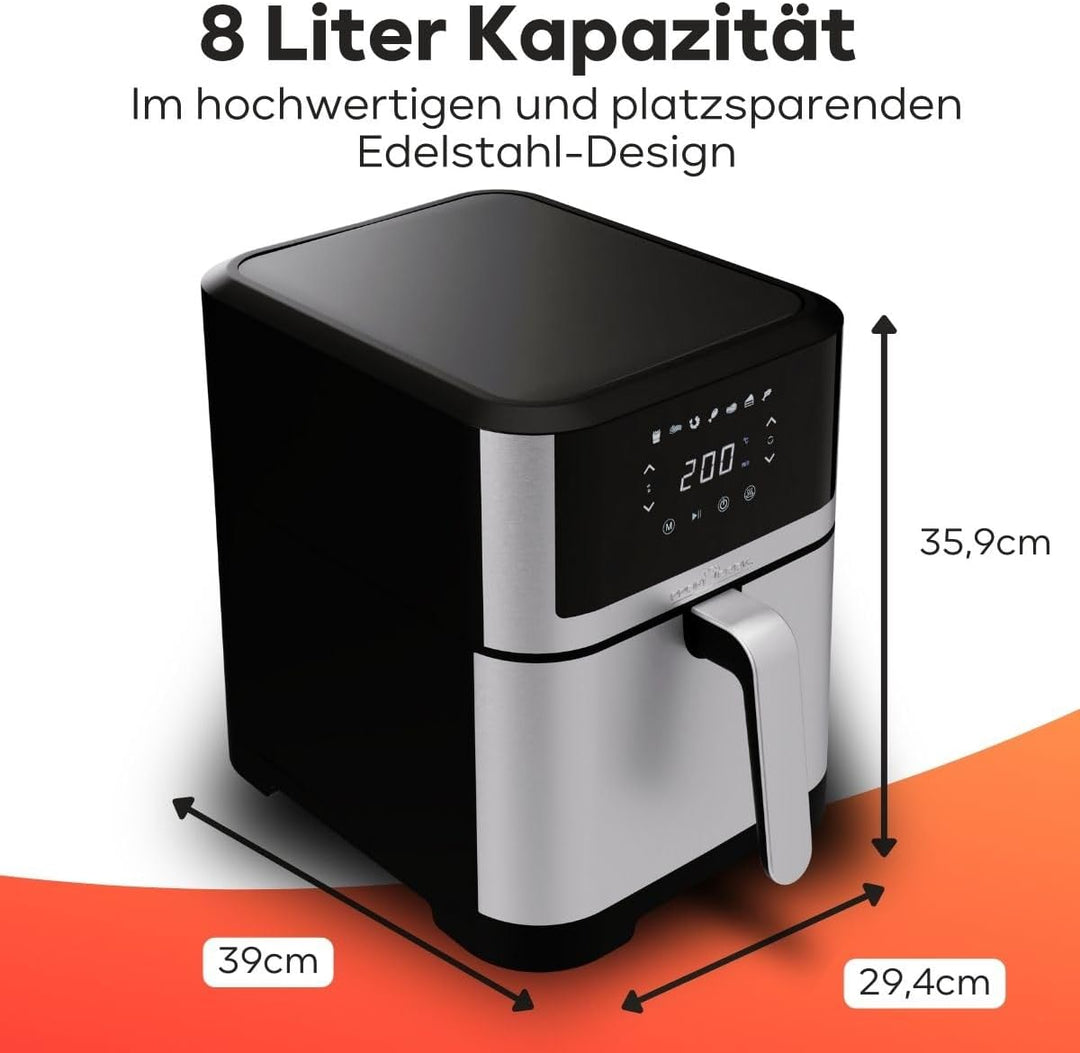 ProfiCook® Heissluftfritteuse 8L | Öl- und fettfreie Heissluftfritteuse | Airfryer mit 7 Programmen