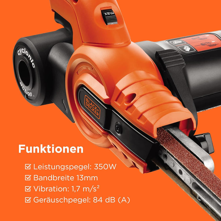Black+Decker Bandschleifer KA900E mit Absaugung – Schleifmaschine für Holz, Metall, Stein, Gips, Ker