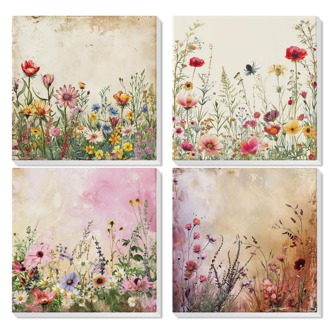 GHHKUD 4 Stück Malen Nach Zahlen Erwachsene, Blumen Malen Nach Zahlen Mit Rahmen, DIY Handgemalt Ölg