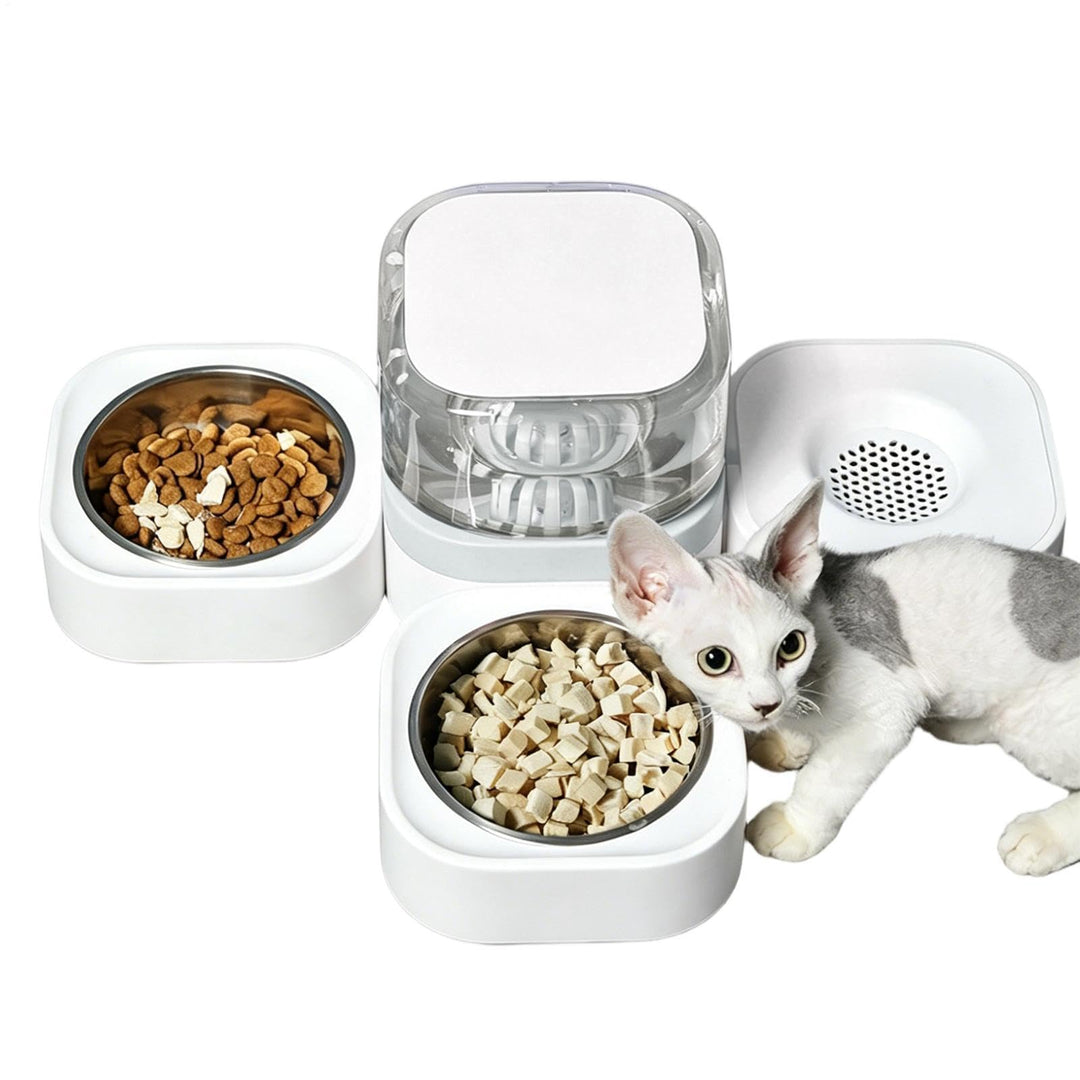 Katzen-Selbstfütterer für Futter und Wasser rutschfeste Unterlage mit | Automatischer -Wasserspender