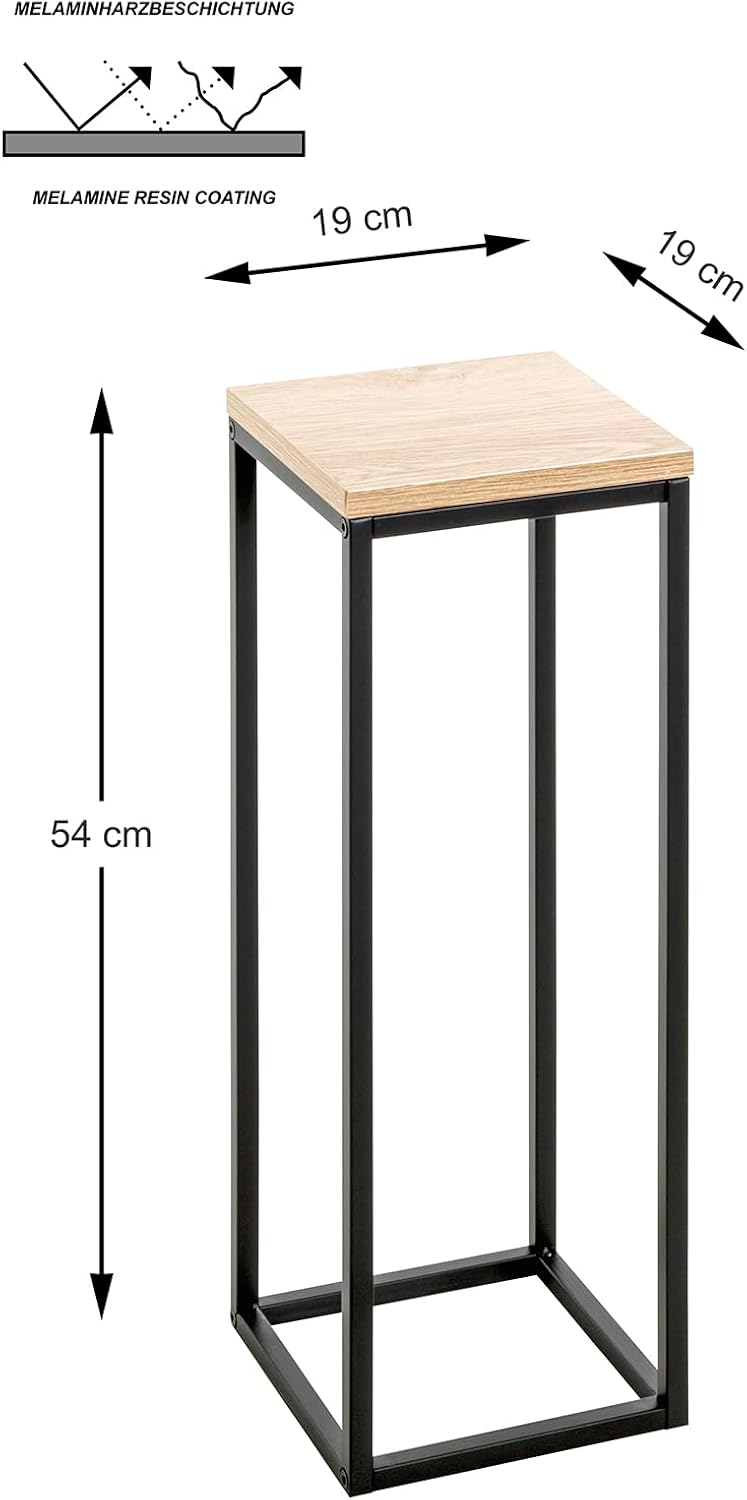 HAKU Blumensäule Eiche Natur, schwarz, MDF, Metall - Masse: B 19 x H 54 x T 19 cm, Style: Modern, B