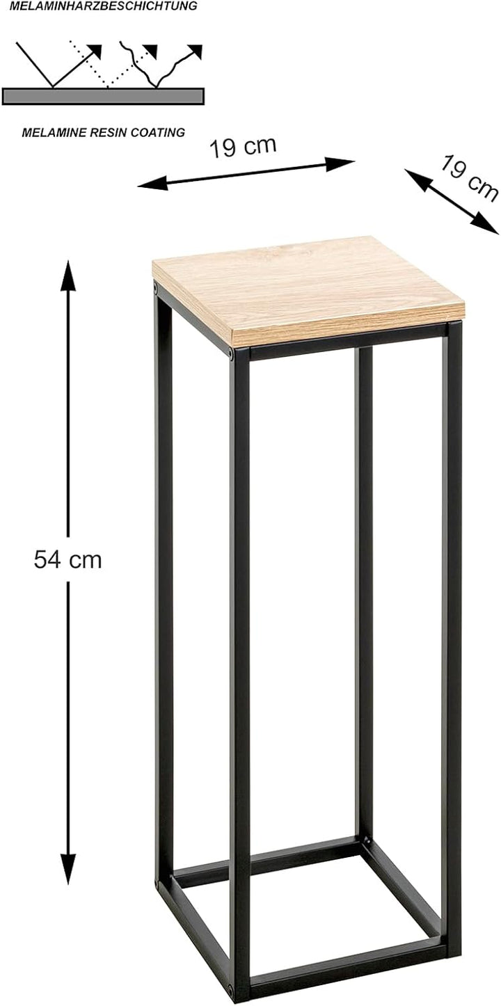 HAKU Blumensäule Eiche Natur, schwarz, MDF, Metall - Masse: B 19 x H 54 x T 19 cm, Style: Modern, B