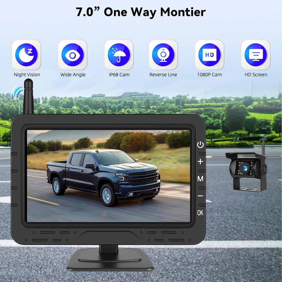 AHD Wireless Rarückfahrkamera mit 4,3 Zoll Wireless Übertragung IP68 Wasserdicht, Nachtsicht Weitwin