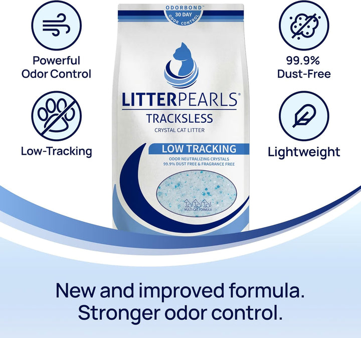 Litter Pearls Trackless Silikat Katzenstreu 4X 1,8kg Pack | Silica ODORBOND 30-Tage Geruchskontrolle