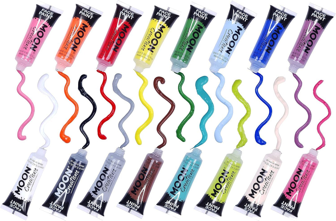 Moon Creations Gesichts- und Körperfarbentuben, gebrauchsfertige Gesichtsfarbe, ohne Flocken, tierve