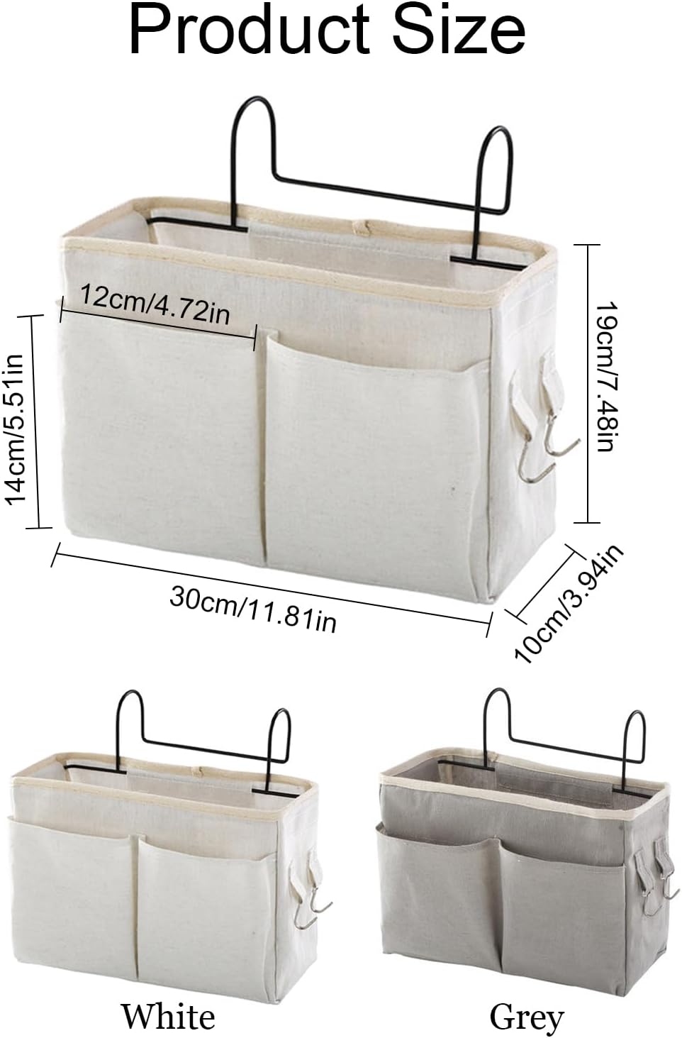 Disnace 2Pcs Betttasche Bett Organizer Hängetasche Aufbewahrungstasche, Hängetasche Faltbares Leinen