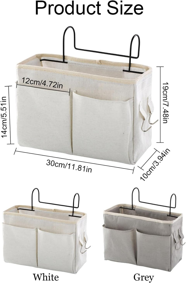Disnace 2Pcs Betttasche Bett Organizer Hängetasche Aufbewahrungstasche, Hängetasche Faltbares Leinen