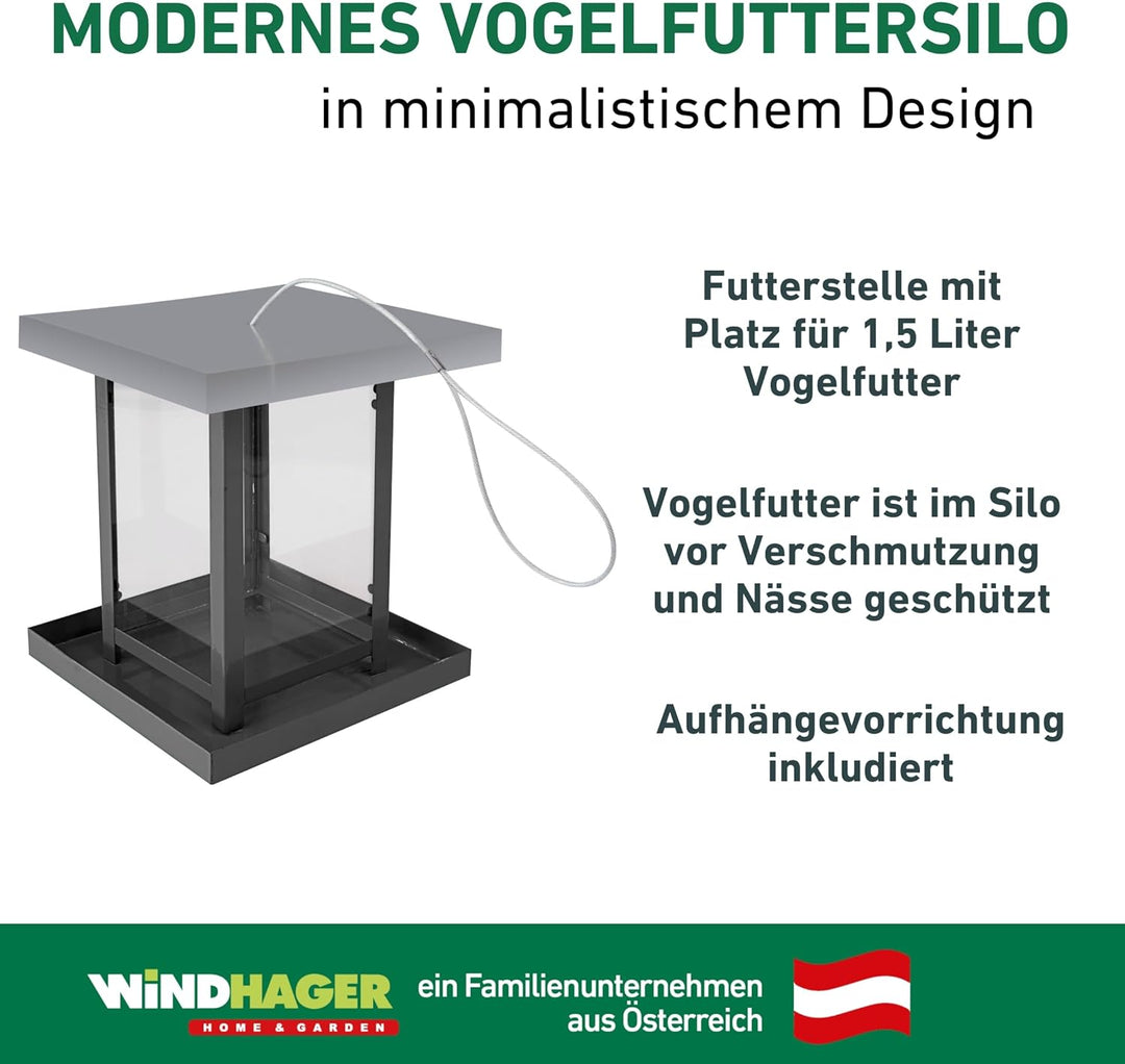 Windhager Vogelfuttersilo View, Vogelfuttersilo, Vogelhaus, Futterspender für Vögel, modernes Vogelh