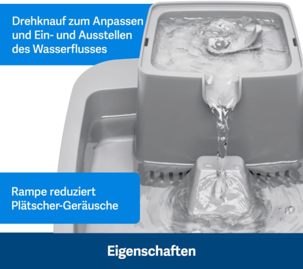 PetSafe 3,7 Liter Trinkbrunnen Drinkwell für Hunde und Katzen, Duales Filtersystem, aus BPA-freiem K