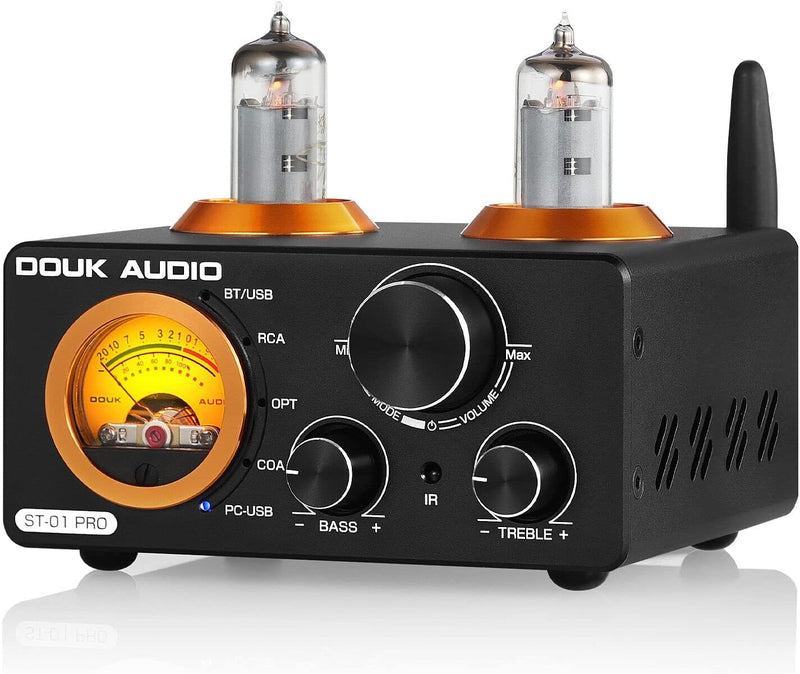 Douk Audio ST-01 PRO HiFi-Verstärker, 200W Mini Röhrenverstärker mit Bluetooth 5.0, VU-Messer, USB D