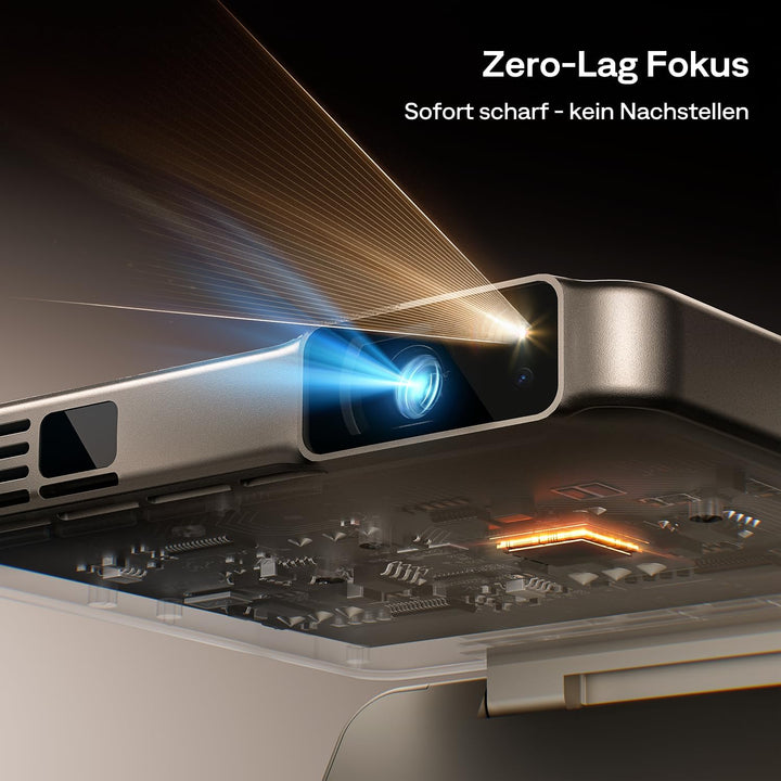 Aurzen Zip Tri-Fold Mini Beamer mit Akku, 4k Unterstützt Smart Beamer Klein Tragbarer Projektor Outd