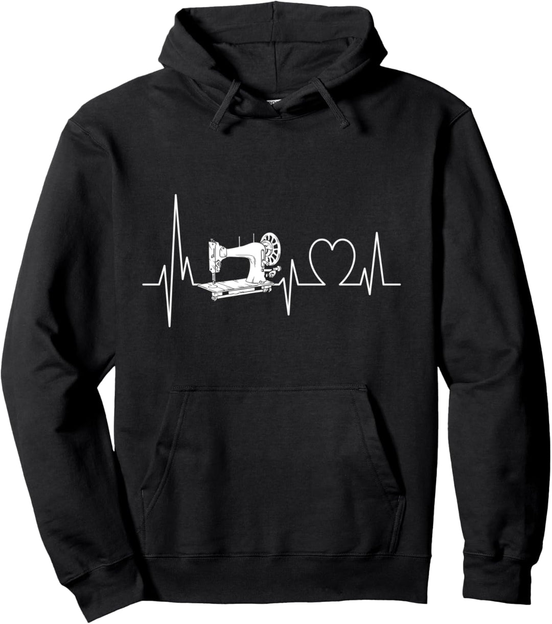 Nähmaschine Herzschlag Näherin Stricken Schneiderin Geschenk Pullover Hoodie