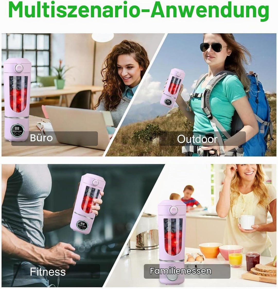 Smoothie Maker to Go, 700ml Tragbarer Mixer, Portable Blender mit 12-Klingen Edelstahl, Mini Mixer f