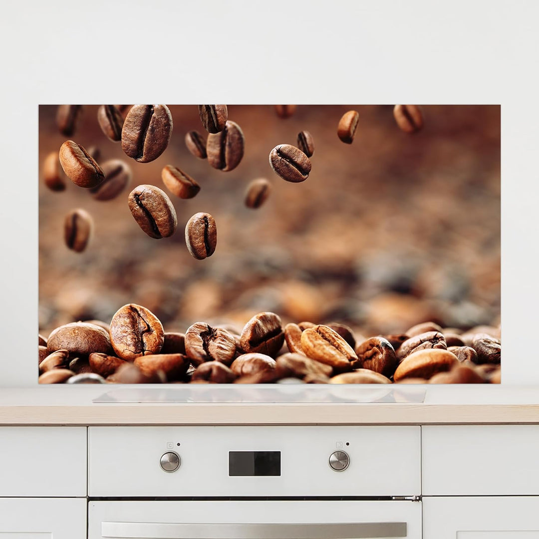 GRAZDesign Spritzschutz Küchenrückwand Glas Küche für Herd & Küchenspüle, Kaffee Bohnen braun - Glas