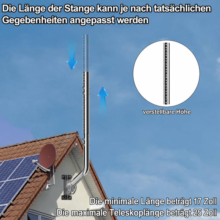 Universeller Antennenmast für Fernseh-, Satelliten-, Radio- und WLAN-Antennen - Verstellbarer Stände