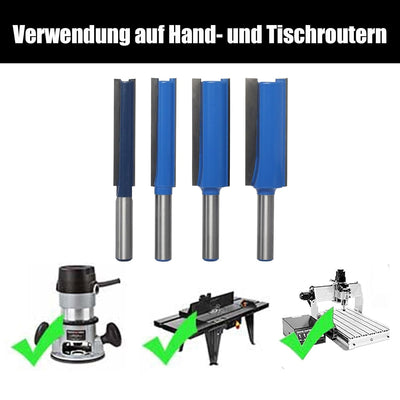AKYLIN 4 Stück Nutfräser 8mm schaft,Doppelflöten Nutfräser,Durchmesser 10mm/12mm/18mm/20mm,Schnitthö