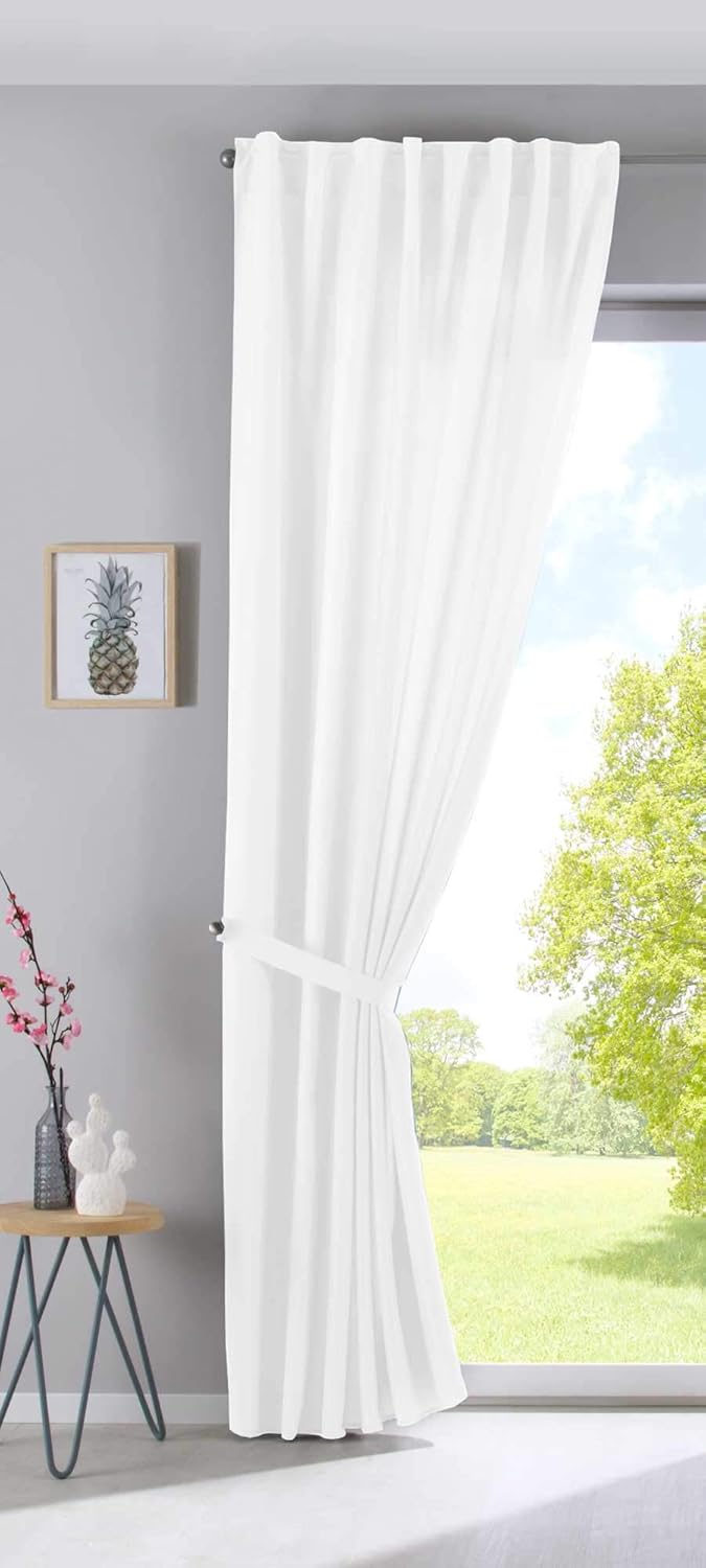2er Set Vorhänge Verdeckte Schlaufen Cationic »JENA« HxB 250x140 cm Weiss Blickdicht Leinen Optik Ga