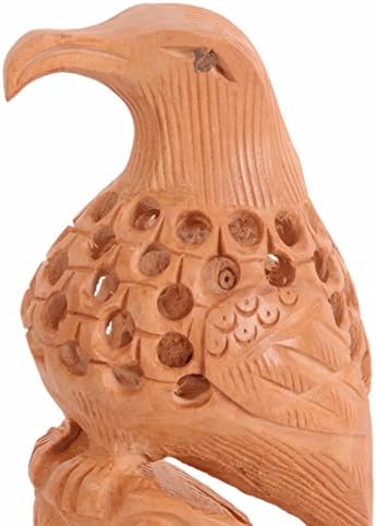 purpledip Holz Eagle Hawk mit jaali Schnitzarbeit; Miniatur Idol Geschenk Souvenir (10979)