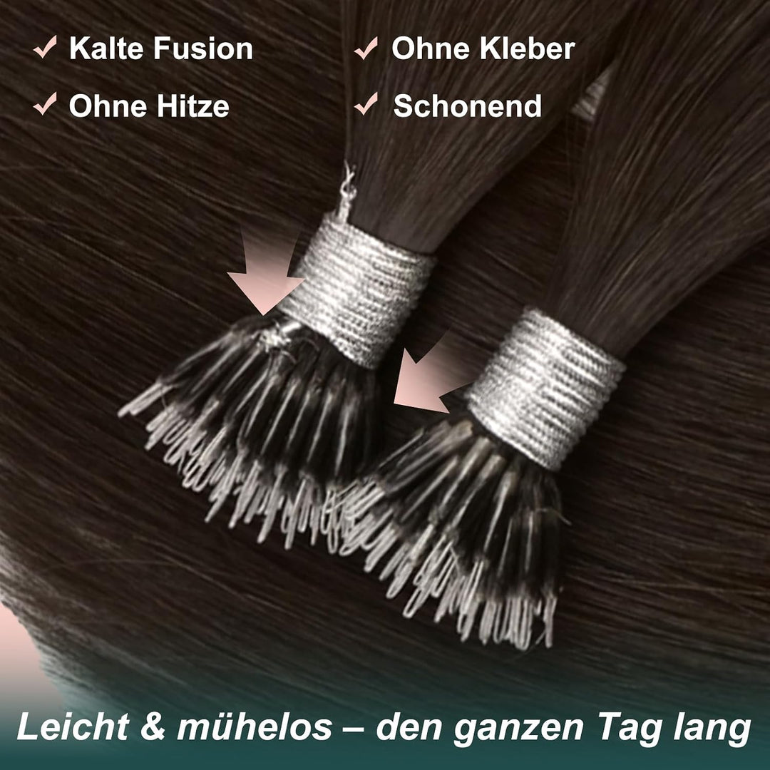 Easyouth Nano Keratin Echtes Menschliches HaarDunkelstes Braun Individuell Nano Tips Haarverlangerun