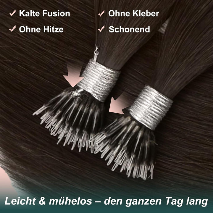 Easyouth Nano Keratin Echtes Menschliches HaarDunkelstes Braun Individuell Nano Tips Haarverlangerun