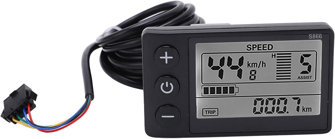 Tbest Display LCD Bildschirm 48v Fahrrad mit SM Stecker, S866 Elektro-Fahrrad Display LCD Messgerät