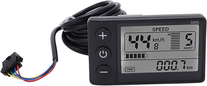 Tbest Display LCD Bildschirm 48v Fahrrad mit SM Stecker, S866 Elektro-Fahrrad Display LCD Messgerät