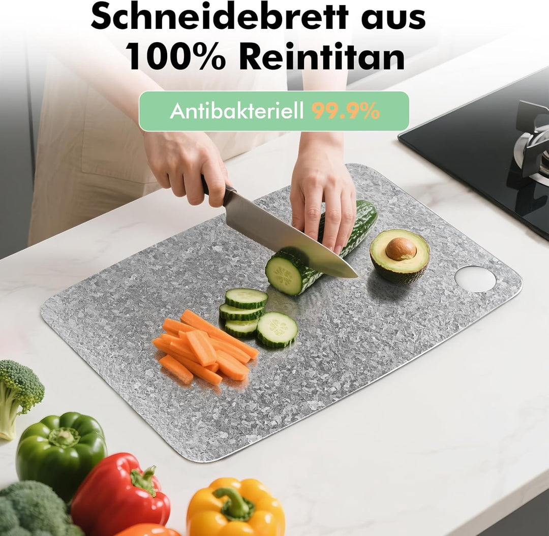 Titan Schneidebrett, Schneidebretter aus 100% Titanium, Antibakterielle Küchenbrett - EPA-Zertifizie