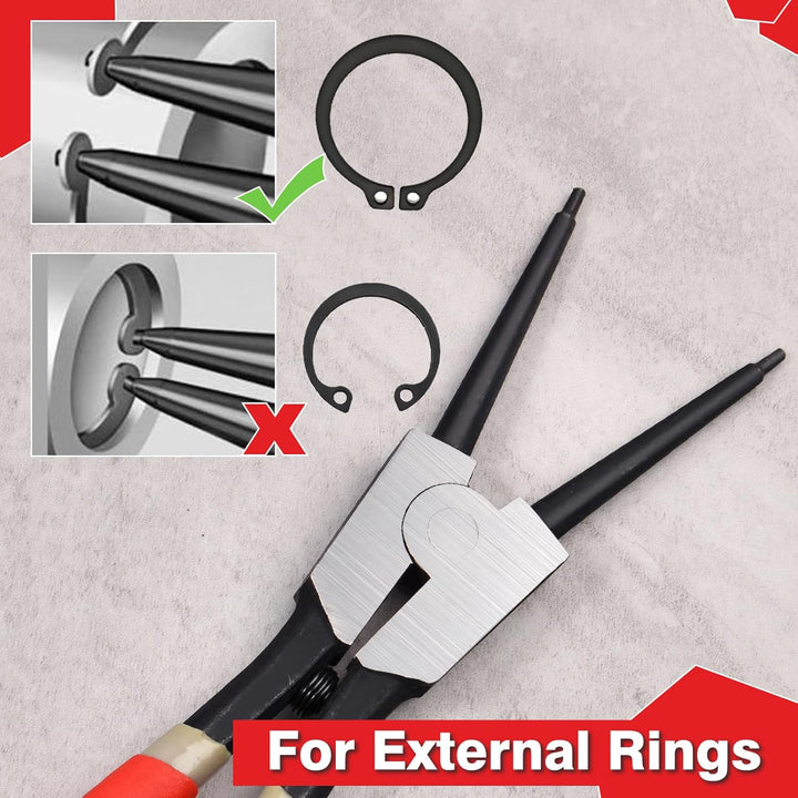 LEONTOOL Sprengringzange, 33 cm, strapazierfähig, externe Sicherungsringzange, gerade Backenspitze,
