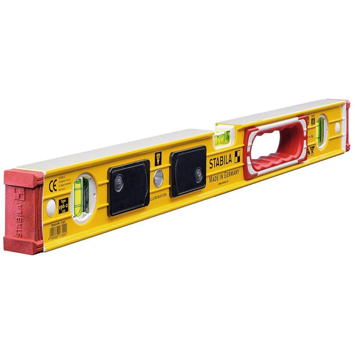 STABILA Wasserwaage Type 196-2 LED, 61 cm, extrasteifes Alu-Profil, 1 LED-Horizontal-/1 LED-Vertikal