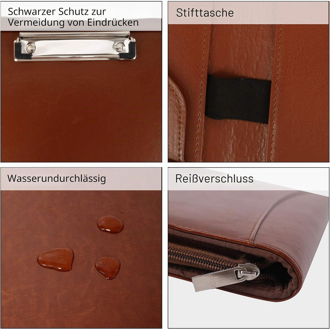 GraduationMall Schreibmappe A4 Reissverschluss, Klemmbrett Business Mappe Konferenzmappe, Dokumenten