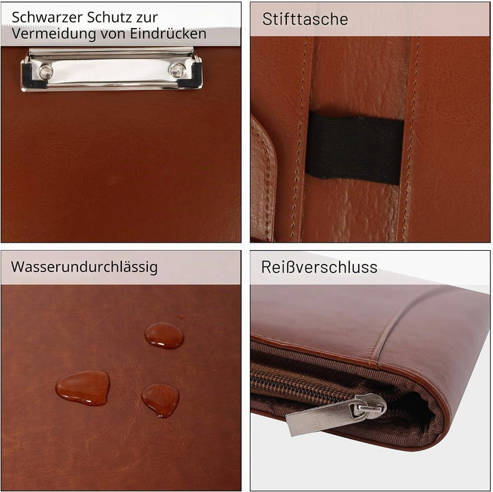 GraduationMall Schreibmappe A4 Reissverschluss, Klemmbrett Business Mappe Konferenzmappe, Dokumenten