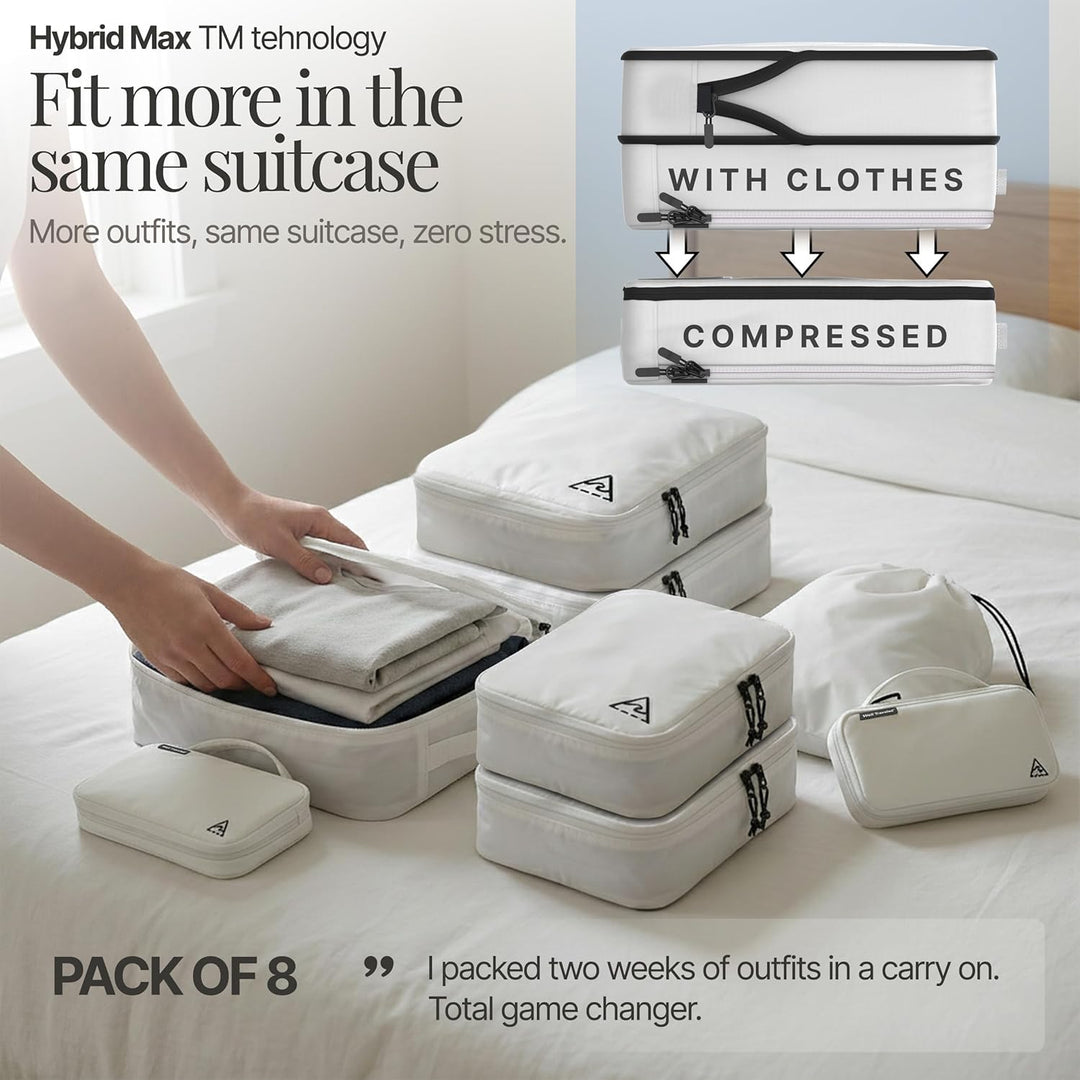 Deluxe Kompressions-Verpackungswürfel für Reisen, Platz maximieren im Gepäck, patentiertes HybridMax