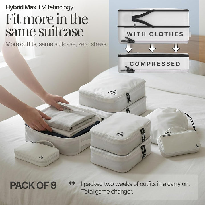 Deluxe Kompressions-Verpackungswürfel für Reisen, Platz maximieren im Gepäck, patentiertes HybridMax