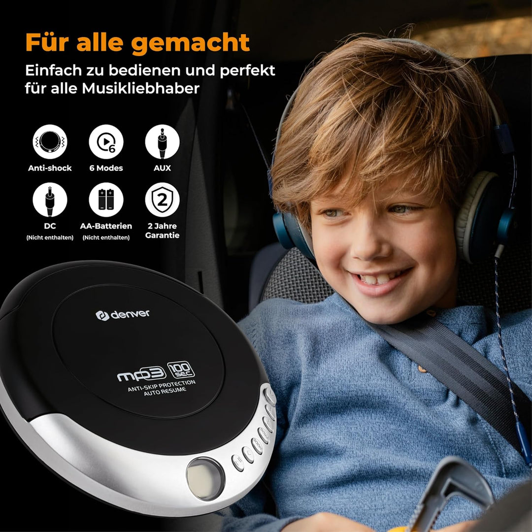 Denver Tragbarer CD-Player DMP-391. Walkman kompatibel mit CDs, CD-R und CD-RW CD-RW. Anti-Schock-Fu