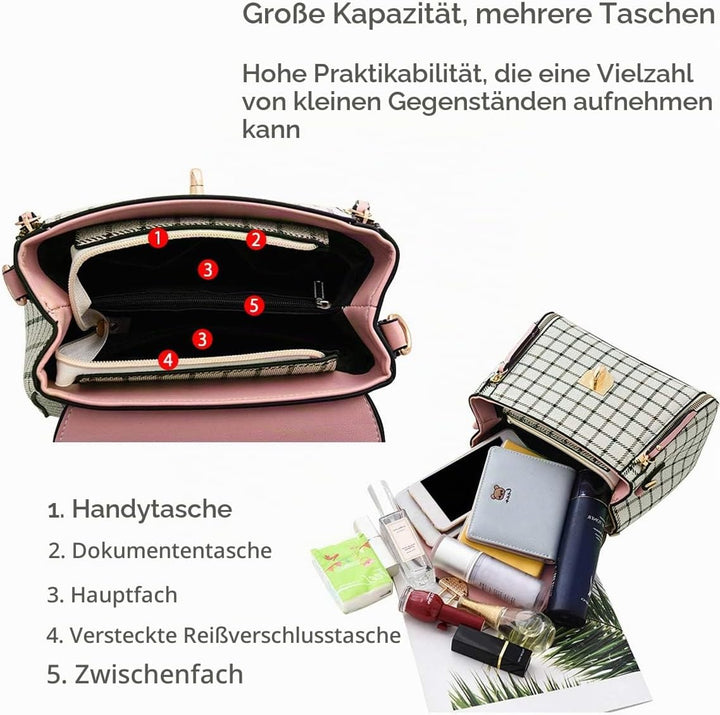 NICOLE&amp;DORIS Handtaschen für Damen Niedliche Umhängetasche Mädchen Reissverschluss Handtasche PU Led