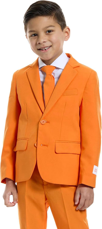 OppoSuits Einfarbiger orangefarbener Anzug für Jungen - Abschlussball- und Hochzeitsfeier-Outfit - e