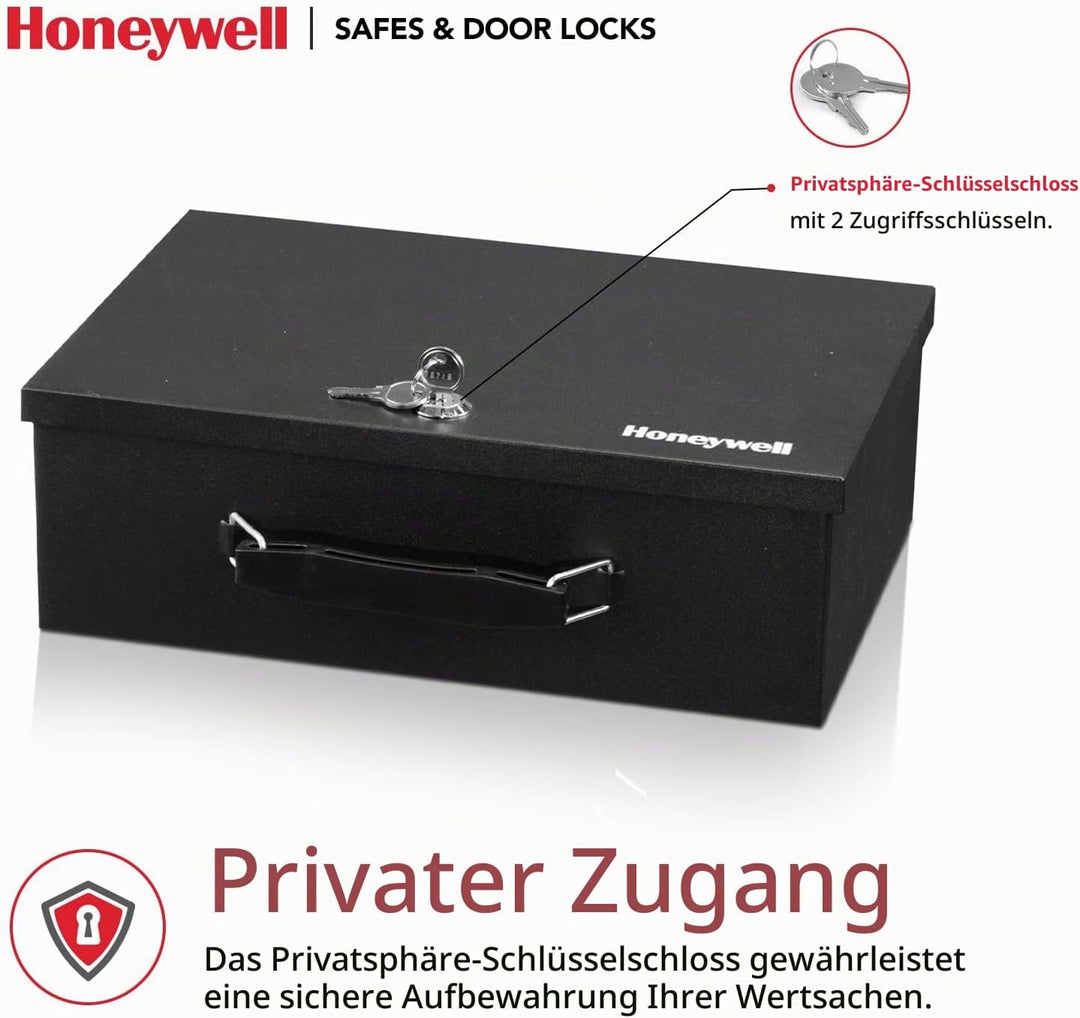 Honeywell 6104 Tresor Feuerhemmender Minisafe Dokumentenkassette, 5 L mit Schlüsselschloss