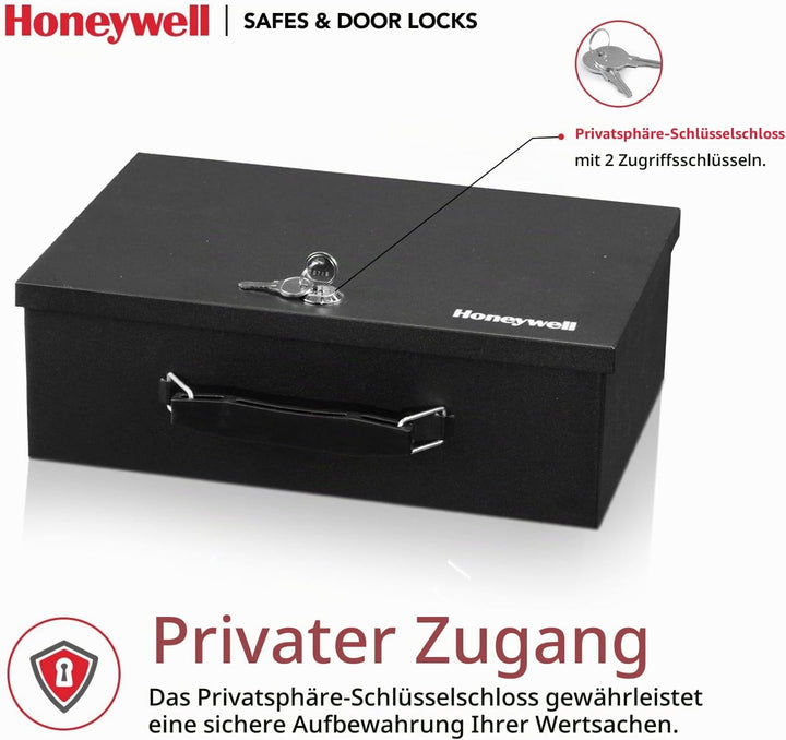 Honeywell 6104 Tresor Feuerhemmender Minisafe Dokumentenkassette, 5 L mit Schlüsselschloss