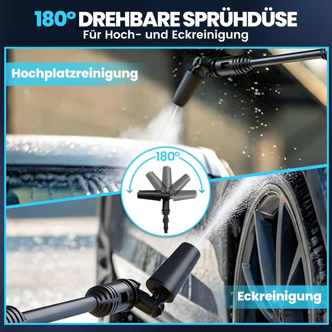 Akku Hochdruckreiniger Kompatibel mit Makita Akku,Bürstenloser Motor,180 Bar 294 L/H Mobiler Druckre