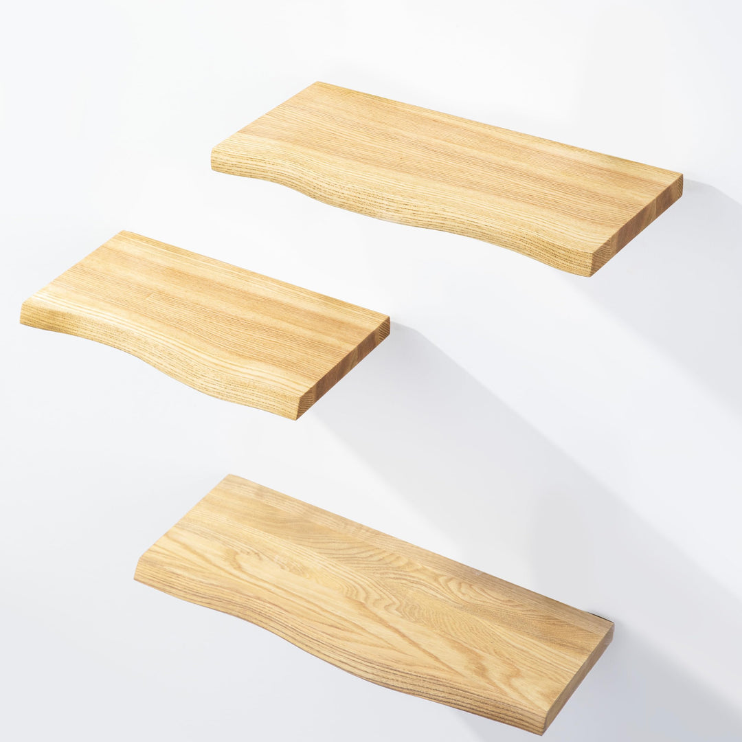 LAMO Manufaktur 3 Stück Wandregal aus Holz mit unsichtbarer Befestigung 40/35/30cm | Wandregal aus 1
