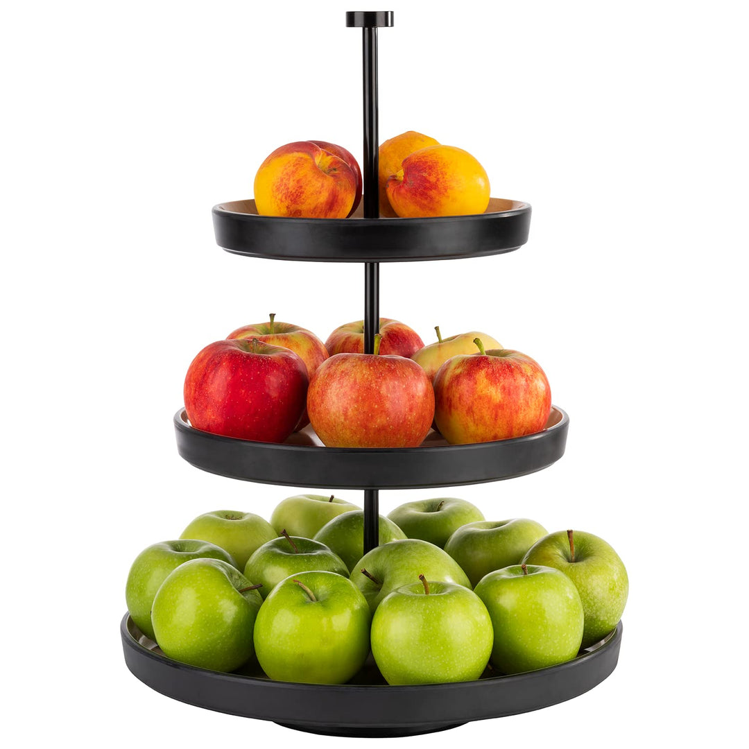 APS 85211 „Frida“ 3-stufige Etagère, 1 Gestell aus Edelstahl (schwarz), 3 Schalen aus nahezu unzerbr