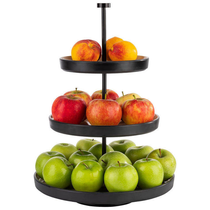 APS 85211 „Frida“ 3-stufige Etagère, 1 Gestell aus Edelstahl (schwarz), 3 Schalen aus nahezu unzerbr