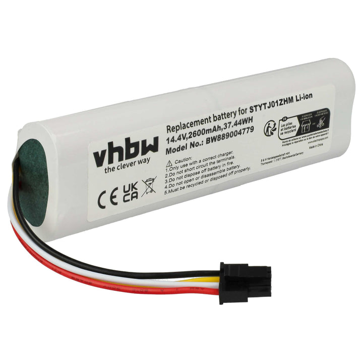 vhbw Akku kompatibel mit Xiaomi Roborock S552-00, S5 S50 S502-00, S5 Max Saugroboter (2600 mAh, 14,4